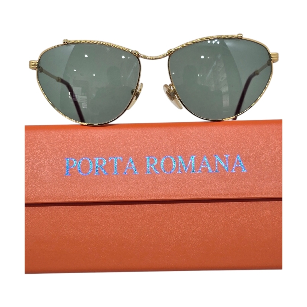 Porta Romana Gold Frame Sunglasses WITH GREEN LENSES
